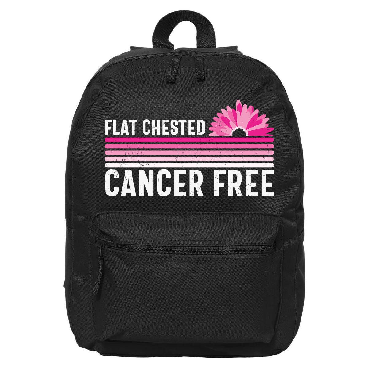 Flat Chested Cancer Free Flower Breast Caner 16 in Basic Backpack