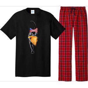 Funny Childless Cat Lady With Trump Hair Vote Kamala 2024 Pajama Set