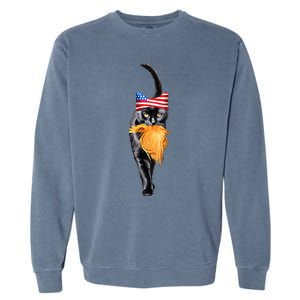 Funny Childless Cat Lady With Trump Hair Vote Kamala 2024 Garment-Dyed Sweatshirt