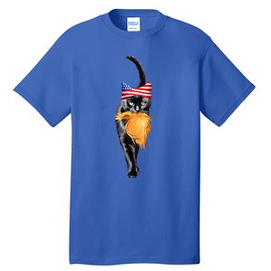 Funny Childless Cat Lady With Trump Hair Vote Kamala 2024 Tall T-Shirt