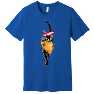 Funny Childless Cat Lady With Trump Hair Vote Kamala 2024 Premium T-Shirt