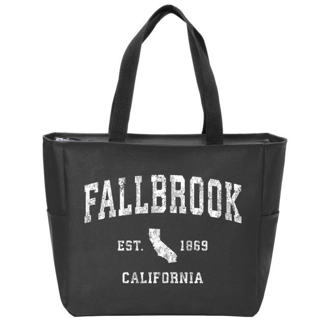 Fallbrook California Ca Vintage Sports Zip Tote Bag