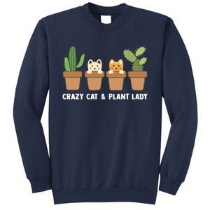 Funny Crazy Cat & Plant Lady Cactus Pet Lover Mom Gag Outfit Sweatshirt