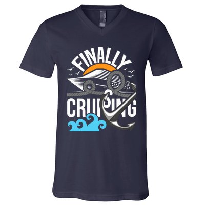 Finally Cruising Cruise Ship Cruising Lover Cruiser V-Neck T-Shirt