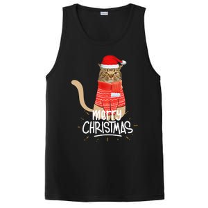 Funny Christmas Cat For Cat Lovers Santa Hat Merry Christmas PosiCharge Competitor Tank