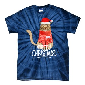 Funny Christmas Cat For Cat Lovers Santa Hat Merry Christmas Tie-Dye T-Shirt