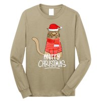 Funny Christmas Cat For Cat Lovers Santa Hat Merry Christmas Long Sleeve Shirt