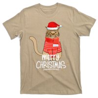 Funny Christmas Cat For Cat Lovers Santa Hat Merry Christmas T-Shirt