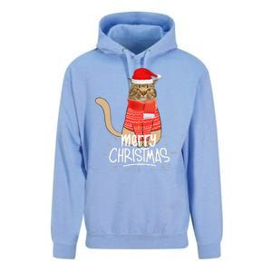 Funny Christmas Cat For Cat Lovers Santa Hat Merry Christmas Unisex Surf Hoodie