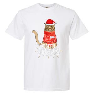 Funny Christmas Cat For Cat Lovers Santa Hat Merry Christmas Garment-Dyed Heavyweight T-Shirt