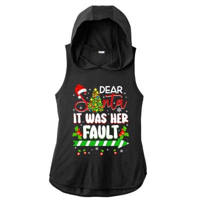 Funny Christmas Couples Gift Dear Santa It Was Her Fault Cute Gift Ladies PosiCharge Tri-Blend Wicking Draft Hoodie Tank