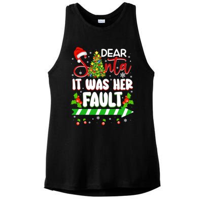 Funny Christmas Couples Gift Dear Santa It Was Her Fault Cute Gift Ladies PosiCharge Tri-Blend Wicking Tank