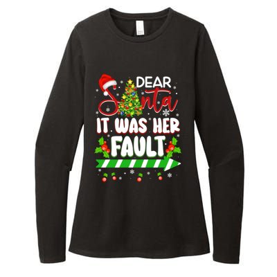 Funny Christmas Couples Gift Dear Santa It Was Her Fault Cute Gift Womens CVC Long Sleeve Shirt