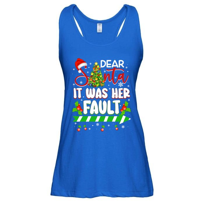 Funny Christmas Couples Gift Dear Santa It Was Her Fault Cute Gift Ladies Essential Flowy Tank