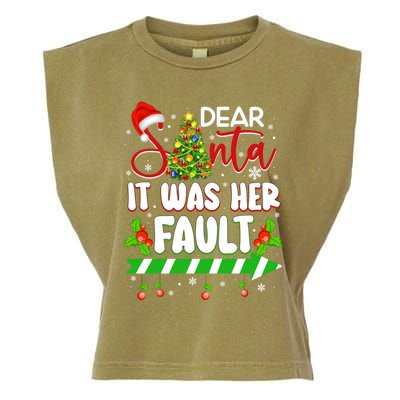 Funny Christmas Couples Gift Dear Santa It Was Her Fault Cute Gift Garment-Dyed Women's Muscle Tee