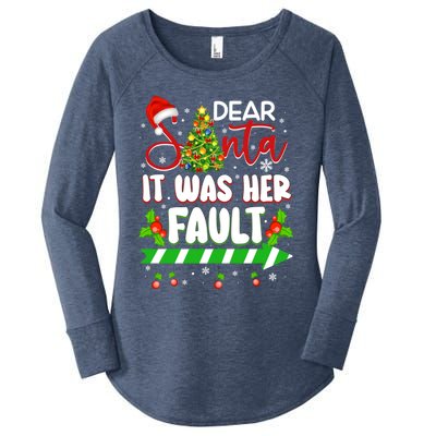 Funny Christmas Couples Gift Dear Santa It Was Her Fault Cute Gift Women's Perfect Tri Tunic Long Sleeve Shirt