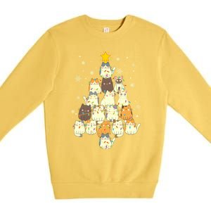 Funny Cats Christmas Tree Funny Gift Premium Crewneck Sweatshirt