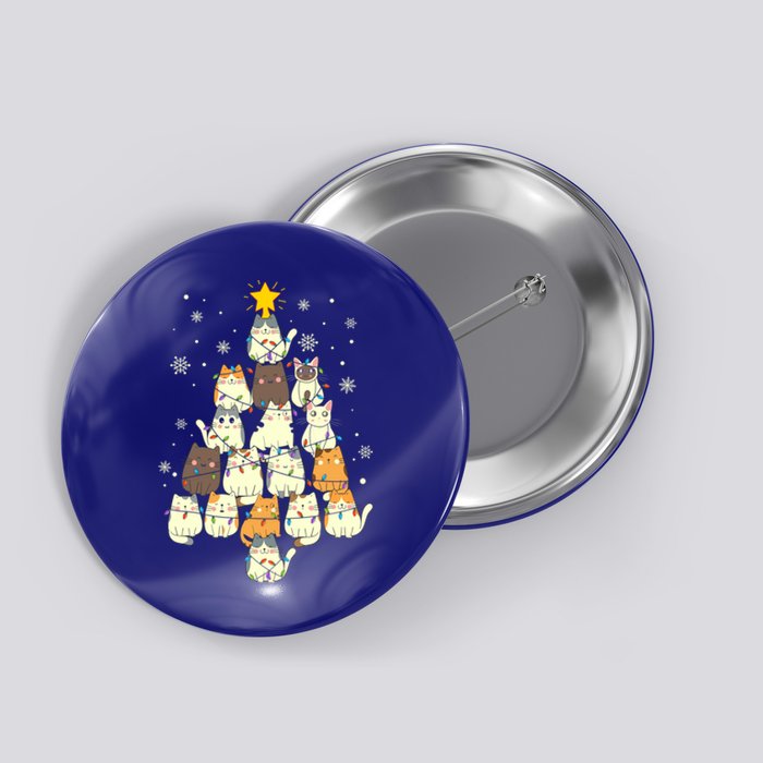 Funny Cats Christmas Tree Funny Gift Button