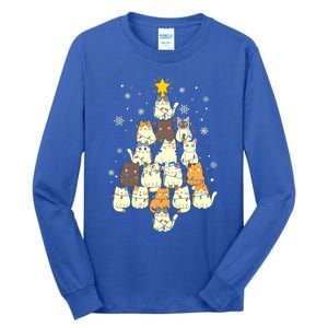 Funny Cats Christmas Tree Funny Gift Tall Long Sleeve T-Shirt