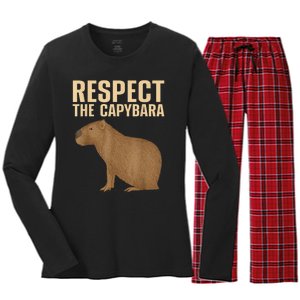 Funny Capybara Cavy Rodent Capybara Lover Women's Long Sleeve Flannel Pajama Set 