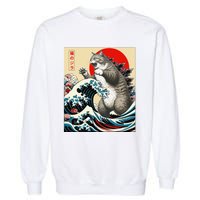 Funny Catzilla Cat Japanese Art Cat Gifts Garment-Dyed Sweatshirt