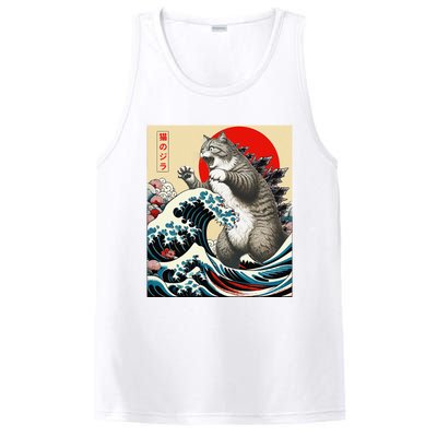 Funny Catzilla Cat Japanese Art Cat Gifts PosiCharge Competitor Tank