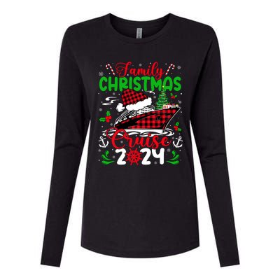 Family Christmas Cruise 2024 Plaid Cute Squad Xmas Cruising Womens Cotton Relaxed Long Sleeve T-Shirt