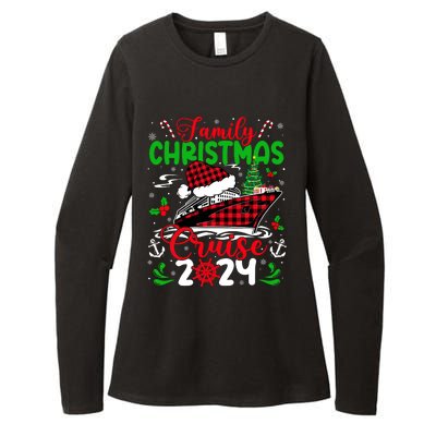 Family Christmas Cruise 2024 Plaid Cute Squad Xmas Cruising Womens CVC Long Sleeve Shirt