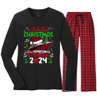 Family Christmas Cruise 2024 Plaid Cute Squad Xmas Cruising Women's Long Sleeve Flannel Pajama Set 