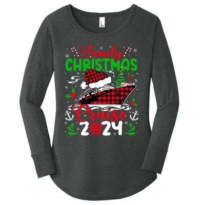 Family Christmas Cruise 2024 Plaid Cute Squad Xmas Cruising Women's Perfect Tri Tunic Long Sleeve Shirt