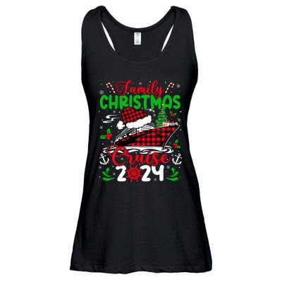 Family Christmas Cruise 2024 Plaid Cute Squad Xmas Cruising Ladies Essential Flowy Tank