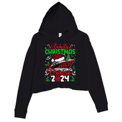 Family Christmas Cruise 2024 Plaid Cute Squad Xmas Cruising Crop Fleece Hoodie