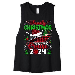 Family Christmas Cruise 2024 Plaid Cute Squad Xmas Cruising Women's Racerback Cropped Tank