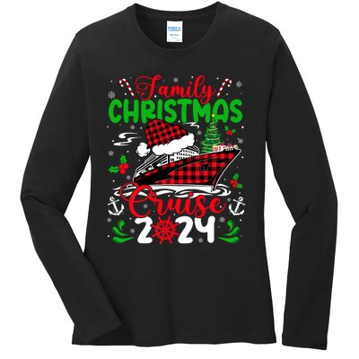 Family Christmas Cruise 2024 Plaid Cute Squad Xmas Cruising Ladies Long Sleeve Shirt