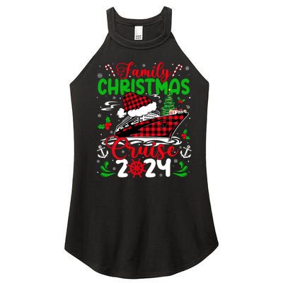 Family Christmas Cruise 2024 Plaid Cute Squad Xmas Cruising Women's Perfect Tri Rocker Tank