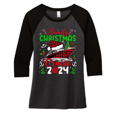 Family Christmas Cruise 2024 Plaid Cute Squad Xmas Cruising Women's Tri-Blend 3/4-Sleeve Raglan Shirt