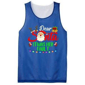 Funny Christmas Couples Gift Dear Santa It Was Her Fault Gift Mesh Reversible Basketball Jersey Tank