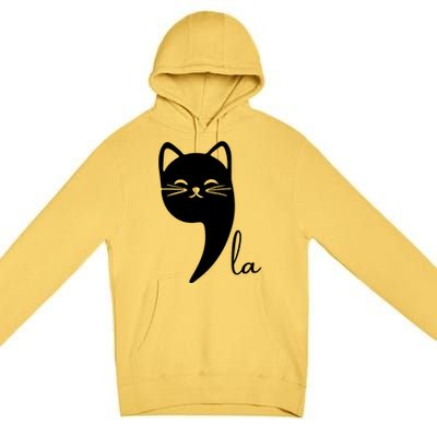 Funny Cat Comma La Kamala Harris For President 2024 Election Premium Pullover Hoodie