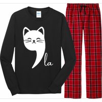 Funny Cat Comma La Kamala Harris For President 2024 Election Long Sleeve Pajama Set