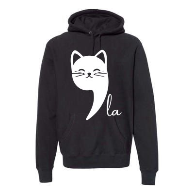 Funny Cat Comma La Kamala Harris For President 2024 Election Premium Hoodie