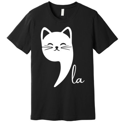 Funny Cat Comma La Kamala Harris For President 2024 Election Premium T-Shirt