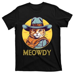 Funny Cat Cowboy Cowgirl Meow Howdy Meowdy T-Shirt