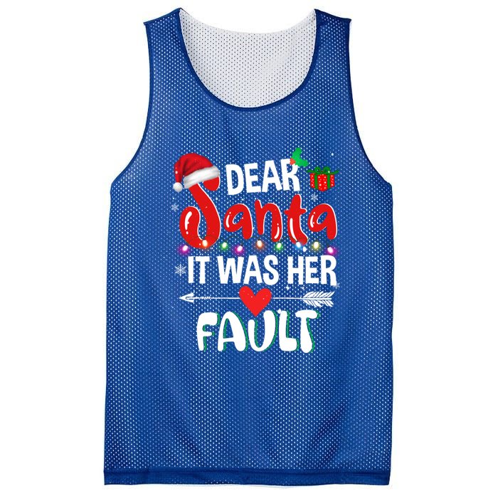 Funny Christmas Couples Gift Dear Santa It Was Her Fault Gift Mesh Reversible Basketball Jersey Tank