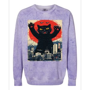 Funny Catzilla Cat Monster Cat Meowzilla Ukiyoe Catzilla Colorblast Crewneck Sweatshirt