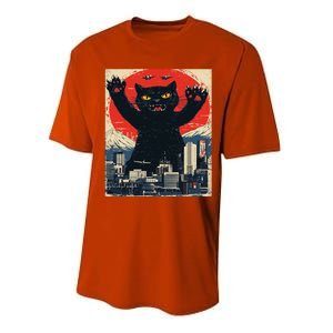 Funny Catzilla Cat Monster Cat Meowzilla Ukiyoe Catzilla Performance Sprint T-Shirt