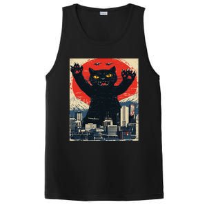 Funny Catzilla Cat Monster Cat Meowzilla Ukiyoe Catzilla PosiCharge Competitor Tank