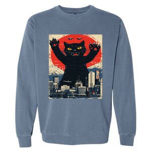 Funny Catzilla Cat Monster Cat Meowzilla Ukiyoe Catzilla Garment-Dyed Sweatshirt