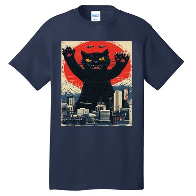 Funny Catzilla Cat Monster Cat Meowzilla Ukiyoe Catzilla Tall T-Shirt