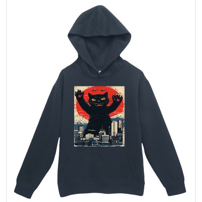 Funny Catzilla Cat Monster Cat Meowzilla Ukiyoe Catzilla Urban Pullover Hoodie