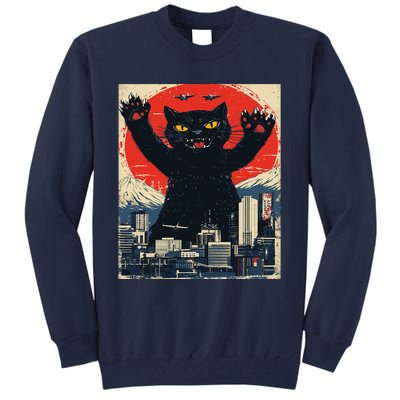 Funny Catzilla Cat Monster Cat Meowzilla Ukiyoe Catzilla Tall Sweatshirt